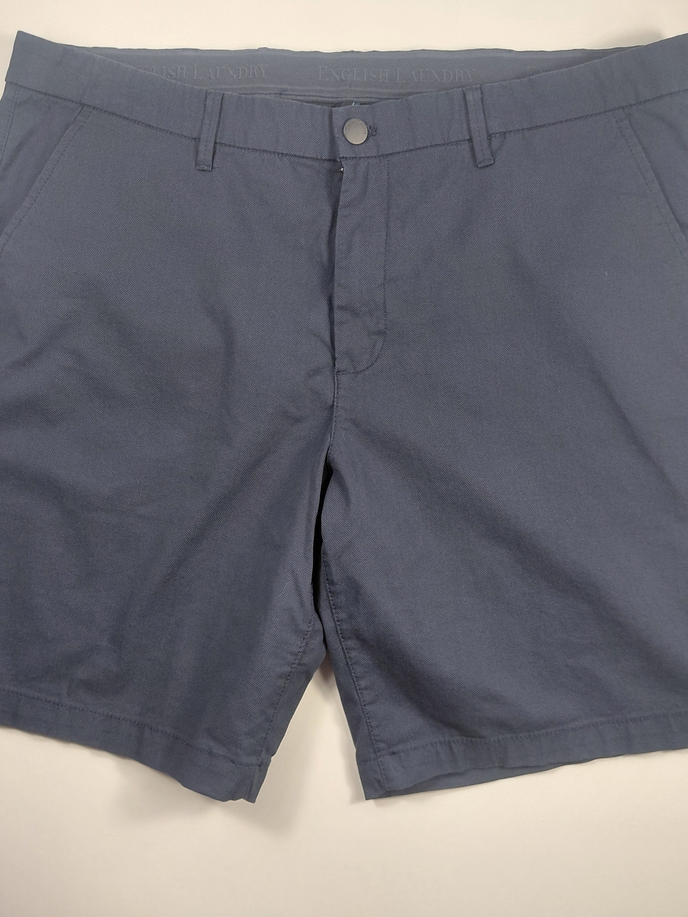 English Laundry Men's Navy Blue Flat Front Golf Shorts